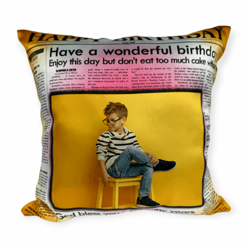 Wonderful Happy Birthday Photo Cushion – Personalized Gift for Special Moments