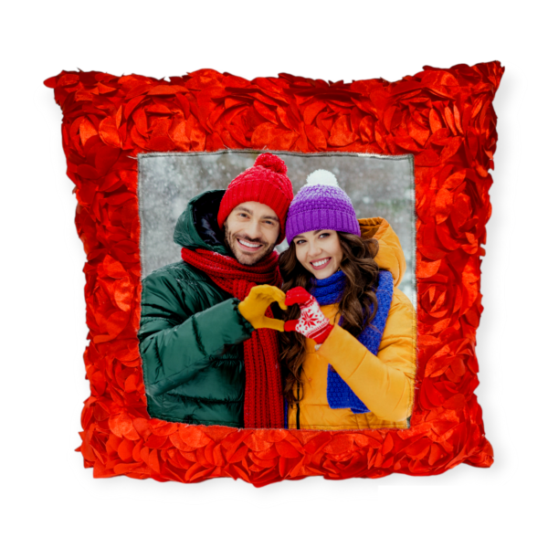 Red Square Photo Cushion Personalized