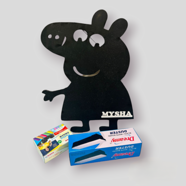 Writing black board for Kids with Chalk Duster in cartoon shape #001