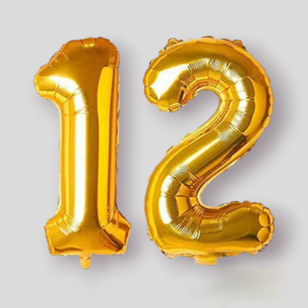 Number Foil Balloons with Straw – Golden 16 inch