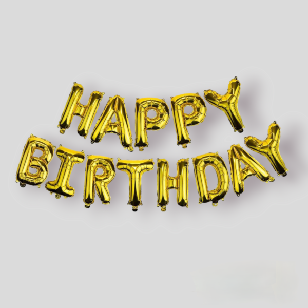 Happy Birthday Foil Balloons with Straw – Golden