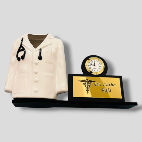 Doctor Pen Stand with Clock Personalized Name for Desk