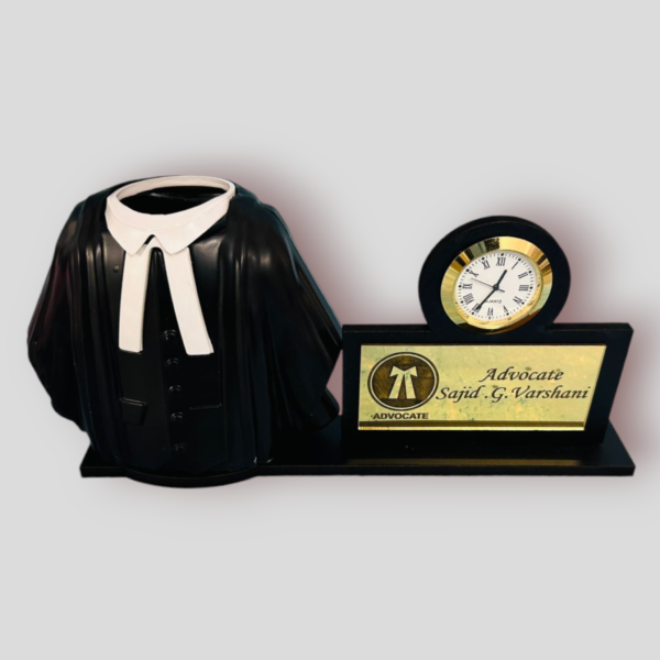 Advocate Pen Stand with Clock Personalized Name for Desk