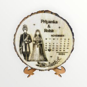 Personalized Wooden Wedding Calendar Plaque