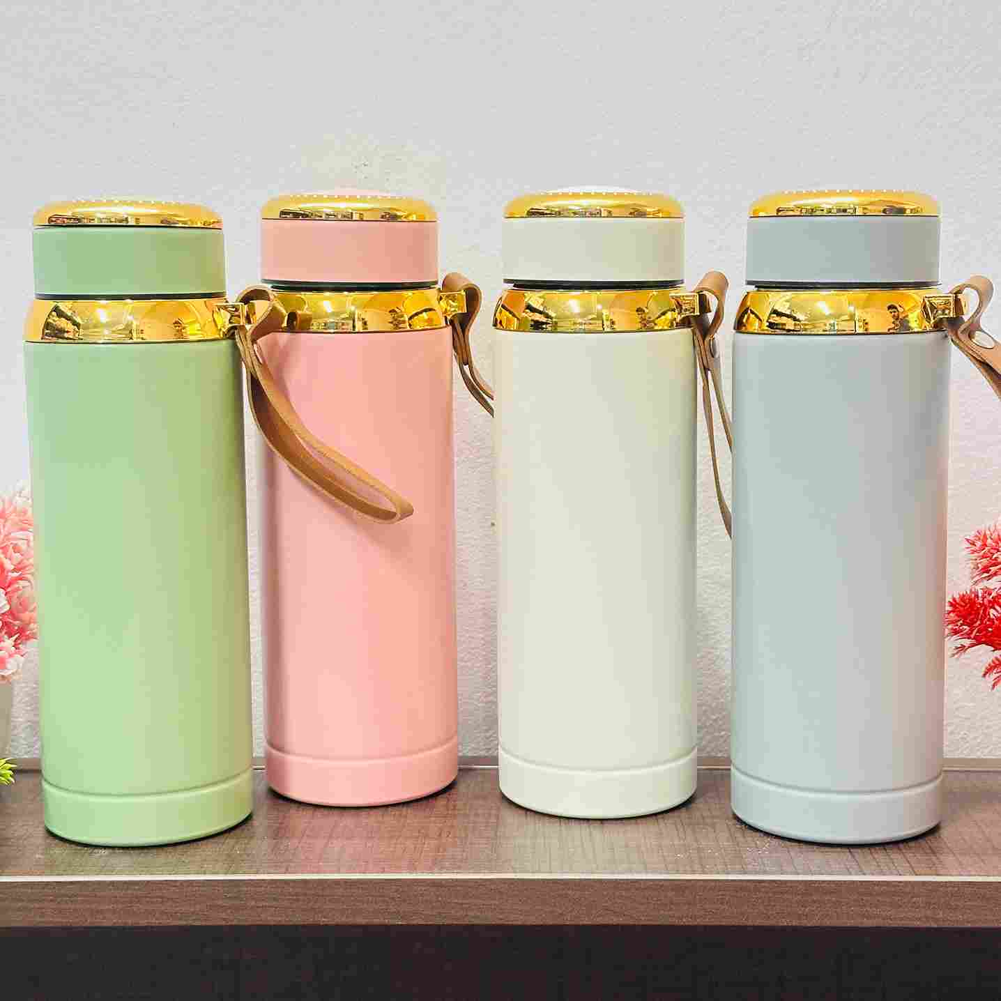 800ml Insulated Stainless Steel Bottle with Strainer, Wide Mouth & Rubber Handle – Matte Finish