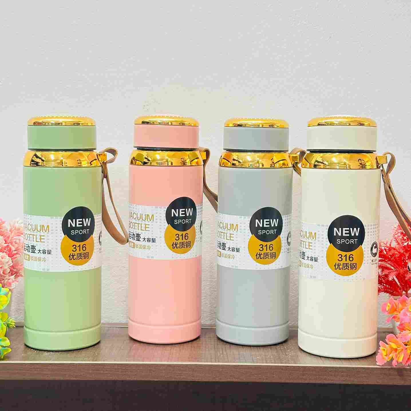 800ml Insulated Stainless Steel Bottle with Strainer, Wide Mouth & Rubber Handle – Matte Finish