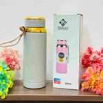 800ml Insulated Stainless Steel Bottle with Strainer, Wide Mouth & Rubber Handle – Matte Finish