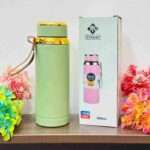 800ml Insulated Stainless Steel Bottle with Strainer, Wide Mouth & Rubber Handle – Matte Finish